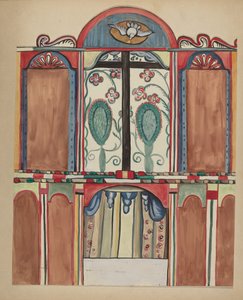 Retablo principal en la Iglesia de Santa Cruz, Condado de Santa Fe, 1935-1942