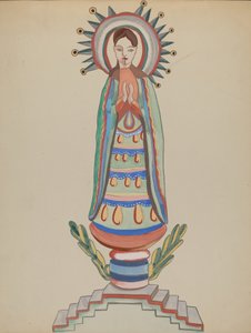 Nuevo México, Bulto, Figura de Madera Policromada de E. Boyd