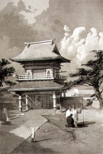 Entrada a un templo en Hakotadi, publicado por Sarony & Co., c.1856 de E. Brown