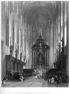 La iglesia de San Pablo, Amberes, siglo XIX de E. Challis