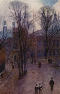 Eton: Upper School y Long Walk from Common Lane House (litografía en color) de E. D. Brinton
