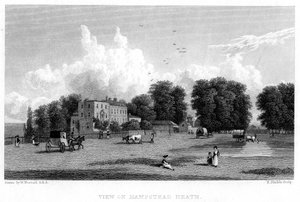 Vista en Hampstead Heath, Londres, siglo XIX de E. Finden