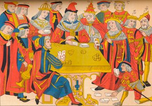 Reyes y nobles jugando a las cartas, siglo XV, 1849 de E. Hauger