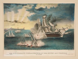 La fragata de EE. UU. Filadelfia en las rocas frente a Trípoli (de la revista militar de EE. UU. Army and Navy, Vol. II) de E. J. Pinkerton