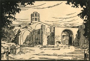 Les Alyscamps, Capilla Shonorat - Los Alyscamps y la Capilla St-Honorat, c1920s de E Laget