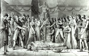 El Funeral de Jean Paul Marat (1743-93) en la Capilla del Club des Cordeliers, 16 de julio de 1793, c.1793 de E. Le Sueur