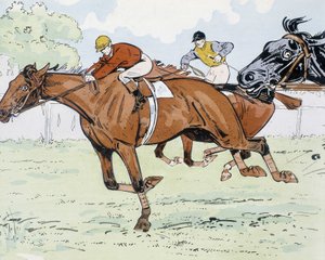 Caballos de carreras - dibujo por Thelem de E. Thelem