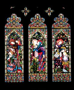 La Anunciación, la Visitación y la Natividad, hecho por Lavers y Barraud, 1860 de E. and Halliday, M. F. Burne Jones