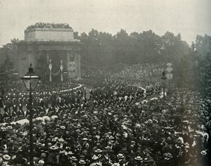 Llegada del Primer Ministro canadiense El Hon. Wilfrid Laurier a Hyde Park Corner, 1897 de E. and S. Woodbury