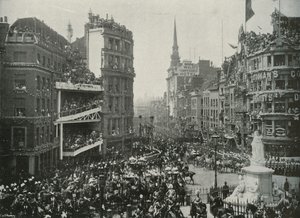 La llegada de Su Majestad a St. Pauls Churchyard, Londres, 1897 de E. and S. Woodbury