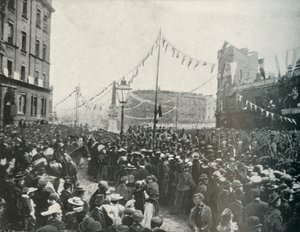 La procesión real: La Real Artillería Montada pasando por St. Georges Circus, Borough, 1897 de E. and S. Woodbury
