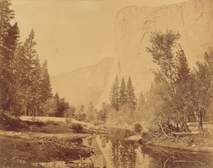 Tutokanula. Valle del Yosemite. (El Gran Jefe) "El Capitán". 3500 Pies de Altura. de Eadweard J. Muybridge