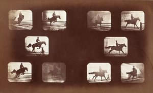 Locomoción animal (hombre a caballo sobre vallas) de Eadweard Muybridge