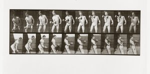 Hombre levantando una pesa, Placa 324 de Animal Locomotion de Eadweard Muybridge