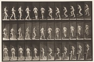 Placa 103. Girando y subiendo escaleras, jarra y copa en manos de Eadweard Muybridge