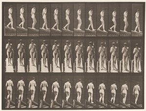 Placa 116. Bajando una pendiente, una mano en la barbilla de Eadweard Muybridge