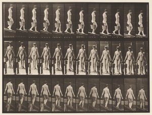 Placa 122. Descendiendo una pendiente, cubo de agua en cada mano de Eadweard Muybridge