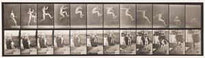 Placa 159. Saltando; Salto de longitud en carrera (zapatos) de Eadweard Muybridge
