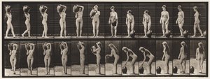Placa 226. Quitando una jarra de agua del hombro al suelo y girando de Eadweard Muybridge
