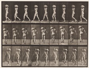 Placa 26. Caminando, Cargando Piedra de 75 libras en el Hombro Izquierdo de Eadweard Muybridge