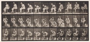 Placa 411. Levantando una toalla mientras está sentado y limpiándose los pies de Eadweard Muybridge