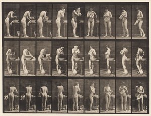 Placa 412. Lavándose, secándose la cara y girando de Eadweard Muybridge