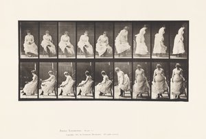 Placa 422. Tocador; Poniéndose los zapatos y levantándose de la silla, 1885