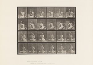 Placa 466. Dos modelos, niño 70N, llevando ramo a 12, 1885 de Eadweard Muybridge