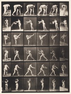 Placa 526. A, levantando una pelota; B, vaciando un cubo de agua de Eadweard Muybridge