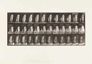Placa 72. Corriendo, llevando a un niño (70) de la mano de Eadweard Muybridge