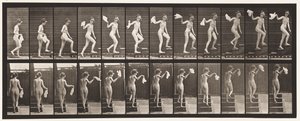 Placa 96. Subiendo Escaleras Mirando Alrededor; Agitando un Pañuelo de Eadweard Muybridge