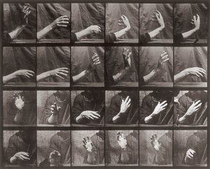 Secuencia con movimiento de mano, placa 535 de Animal Locomotion de Eadweard Muybridge