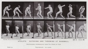 La figura humana en movimiento: Atleta, atrapando y lanzando en béisbol de Eadweard Muybridge