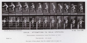 La figura humana en movimiento: Niño intentando subir escaleras de Eadweard Muybridge