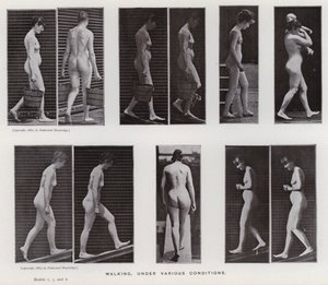 La figura humana en movimiento: Caminando, bajo varias condiciones de Eadweard Muybridge