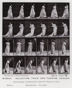 La figura humana en movimiento: Mujer, ajustando el vestido y girando de Eadweard Muybridge