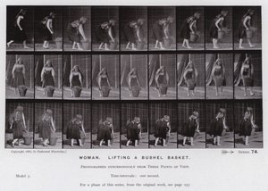 La Figura Humana en Movimiento: Mujer, Levantando una Cesta de Bushel de Eadweard Muybridge