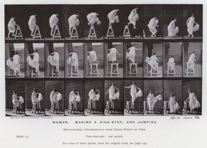 La Figura Humana en Movimiento: Mujer, haciendo un paso alto y saltando de Eadweard Muybridge