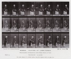 La figura humana en movimiento: Mujer, jugando al tenis en césped de Eadweard Muybridge