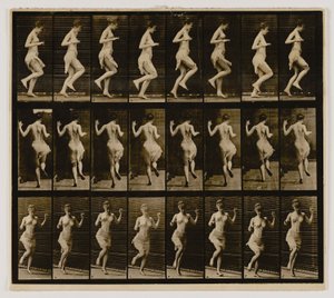 Mujer rebotando sobre un pie, del libro Animal Locomotion de Eadweard Muybridge