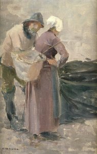 La Ama de Casa Mirando la Pesca del Pescador, c.1900 de Eanger Irving Couse