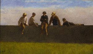 Cinco Niños en una Pared, c.1875-1880 de Eastman Johnson