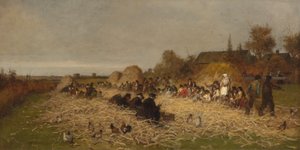 Desgranando maíz, Isla de Nantucket de Eastman Johnson