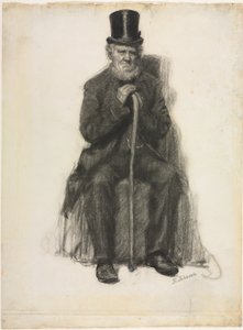 Estudio de un anciano (posiblemente un estudio para el retrato de Peter Folger), c.1886 (tiza negra ) de Eastman Johnson