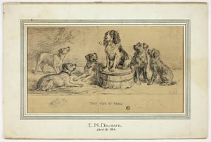 La pipa de la paz (anverso); Boceto de la calle Village (reverso) de Ebenezer Newman Downard
