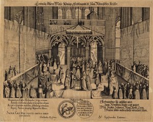 La coronación del Rey Fernando II como Emperador del Sacro Imperio Romano de Eberhard Kieser