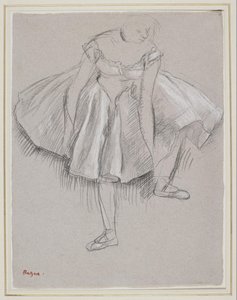 Bailarina ajustando su zapatilla de Edgar Degas
