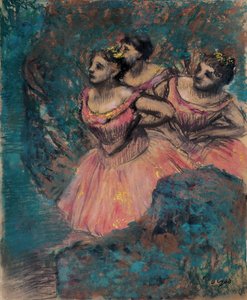 Tres bailarinas con traje rojo de Edgar Degas