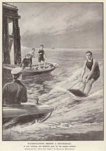 Esquí acuático detrás de un bote a motor de Edgar Alfred (after) Holloway
