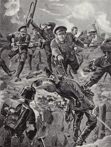 El cabo Joseph Davies y ocho hombres ahuyentando con bayonetas a un grupo de alemanes que los habían rodeado previamente, Delville Wood, Francia, 20 de julio de 1916 de Edgar Alfred Holloway